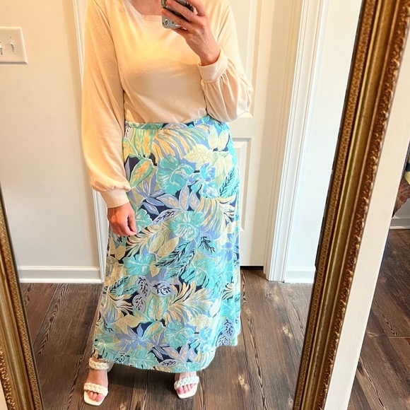 Linen blend maxi skirt floral by Talbots size 8 - Picture 1 of 9